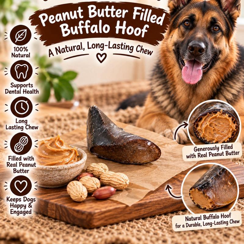 Peanut Butter Filled Buffalo Hoof for Dogs