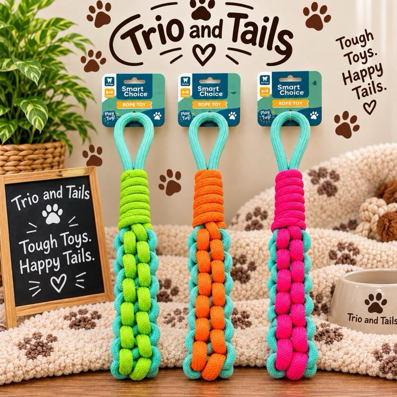 Braided Rope Toy - Tough Toys Happy Tails - Vibrant Colours for Dogs - Durable and Fun