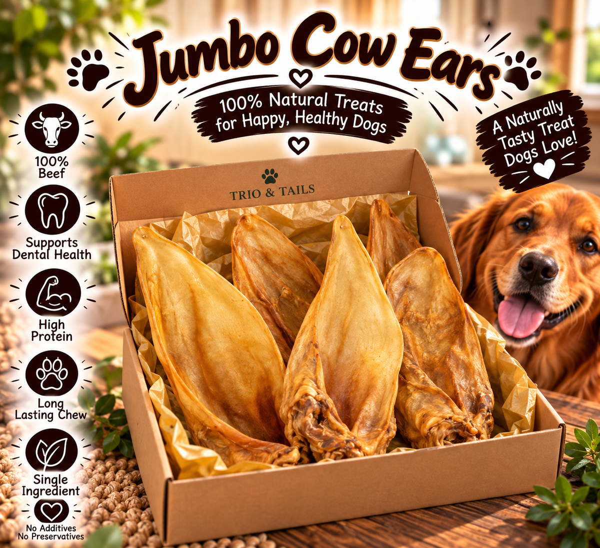 Jumbo Cows Ear for Dogs | Natural Treats