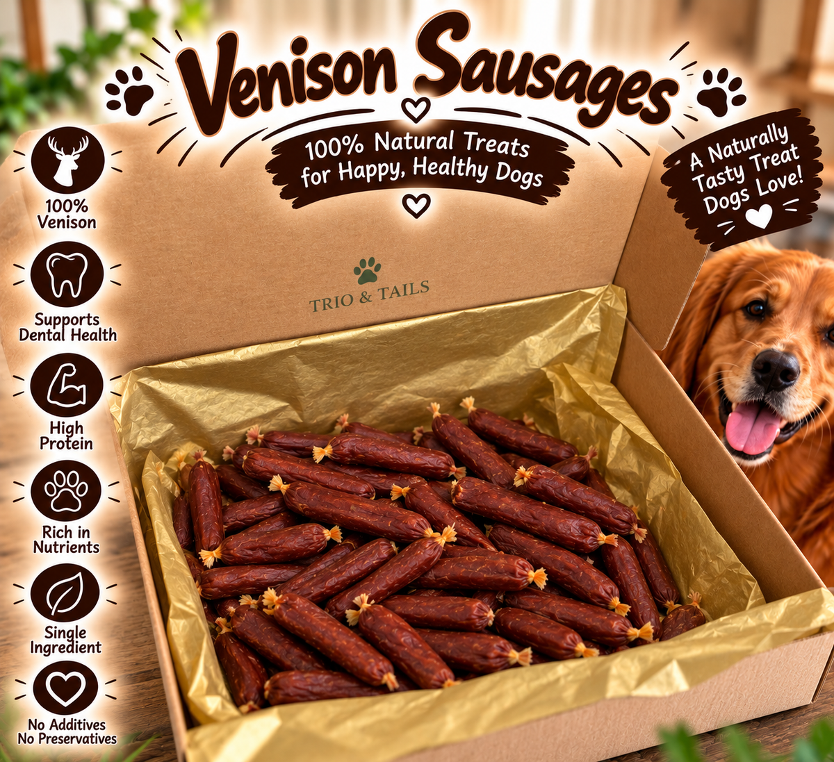 Venison Sausages for Dogs | Natural Treats