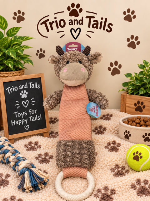 Trio and Tails Soft Giraffe Dog Toy with Squeaker