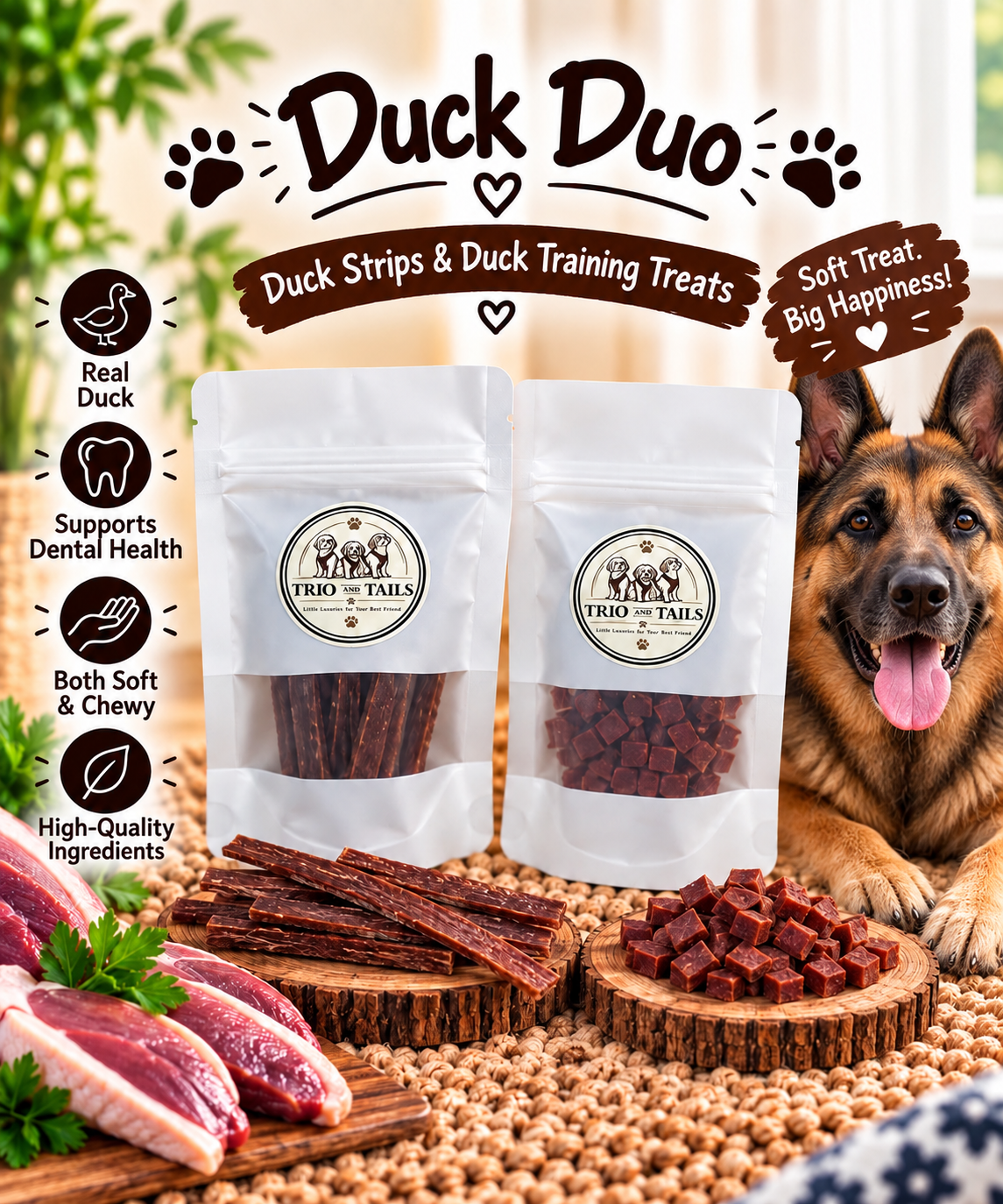 Duck Duo | Duck Training Treats | Duck Strips | Natural for Dogs